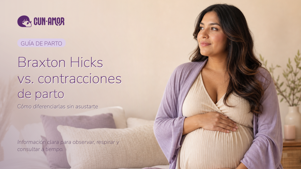 Embarazada tranquila en casa para artículo sobre Braxton Hicks y contracciones de parto