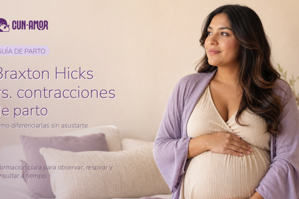 Embarazada tranquila en casa para artículo sobre Braxton Hicks y contracciones de parto