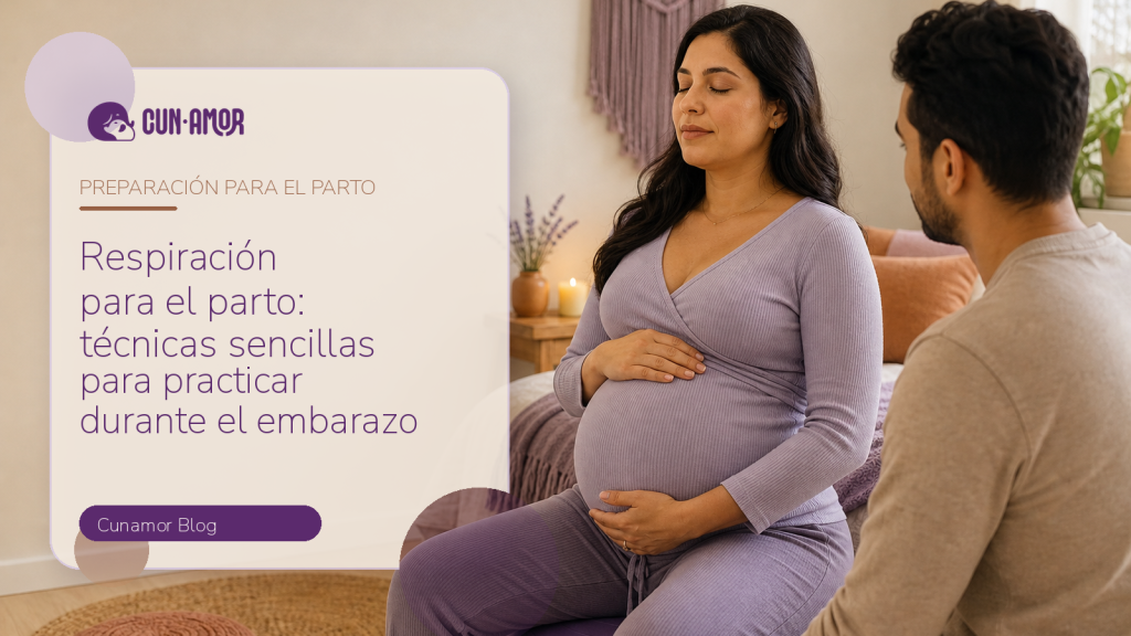Mujer embarazada practicando respiración para el parto en un ambiente cálido de Cunamor